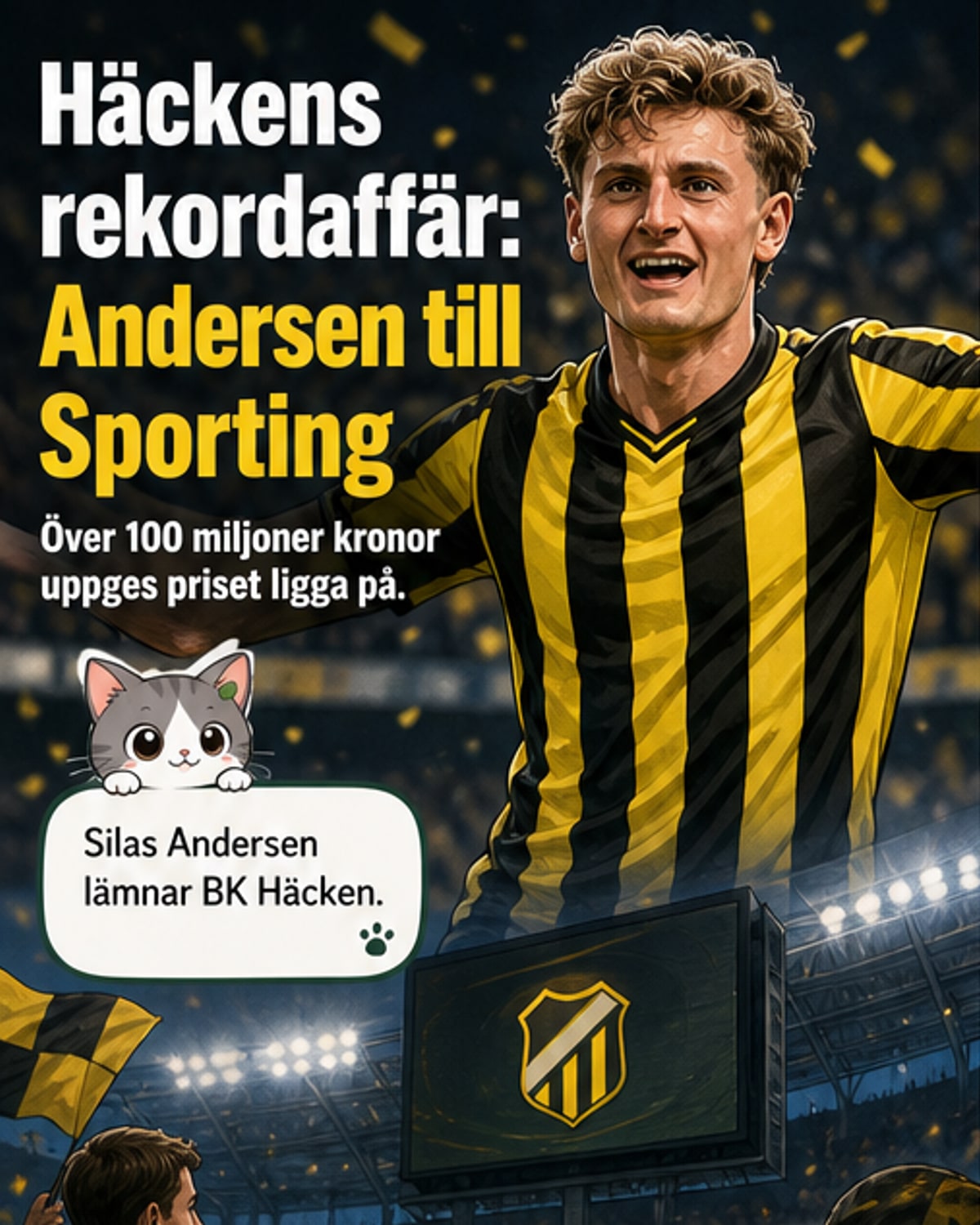 Silas Andersen i Häckens tröja, står på planen under en match. Foto: Michael Erichsen / Bildbyrån
