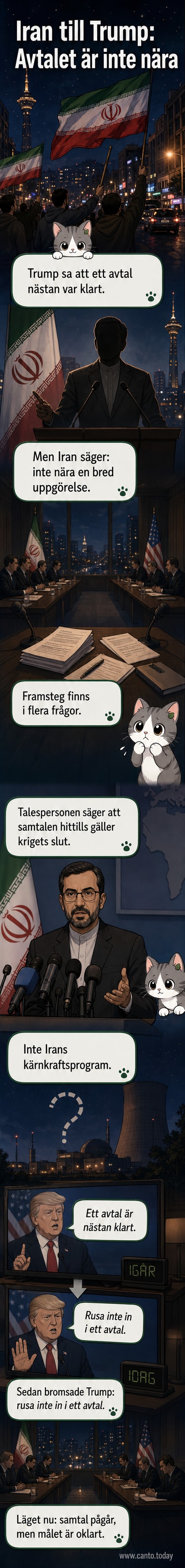 Arkivbild på Iran med text om att inget avtal med USA är nära trots Trumps uttalanden.