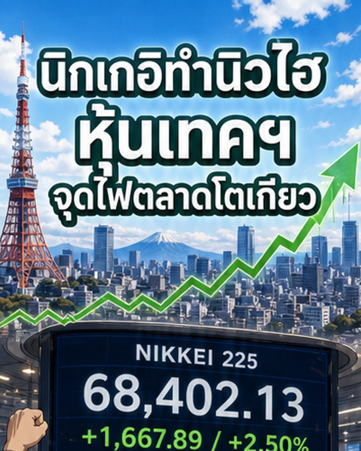 นิกเกอิพุ่งแตะนิวไฮ รับหุ้นเทคฯ