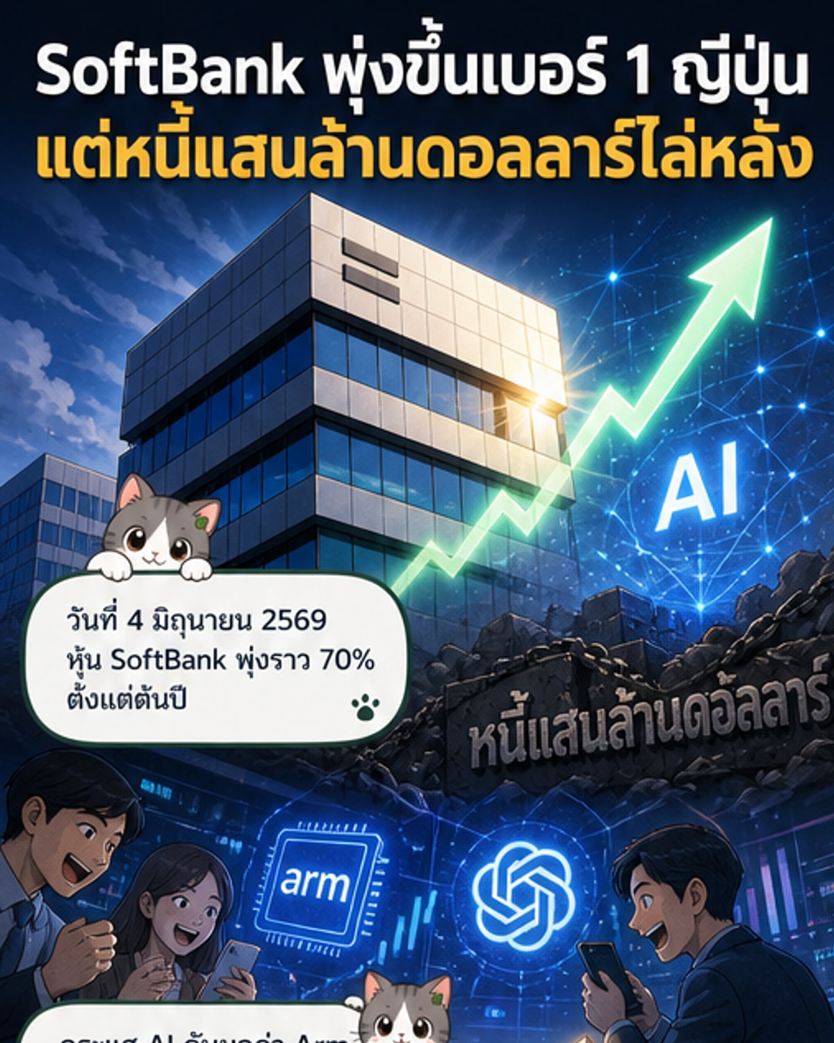 ซ็อฟต์แบงก์พุ่งสู่จุดสูงสุด แต่หนี้พุ่งเสี่ยงสภาพคล่อง