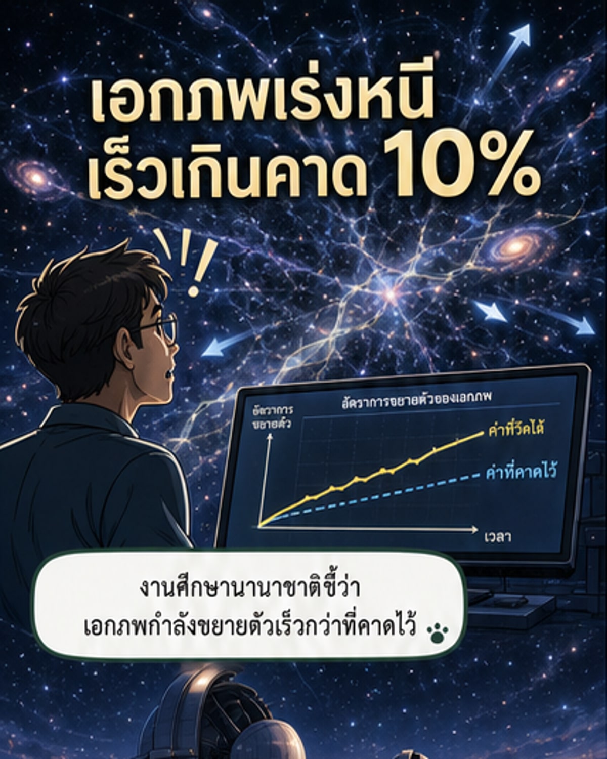 เอกภพขยายตัวเร็วกว่าเดิม 10%