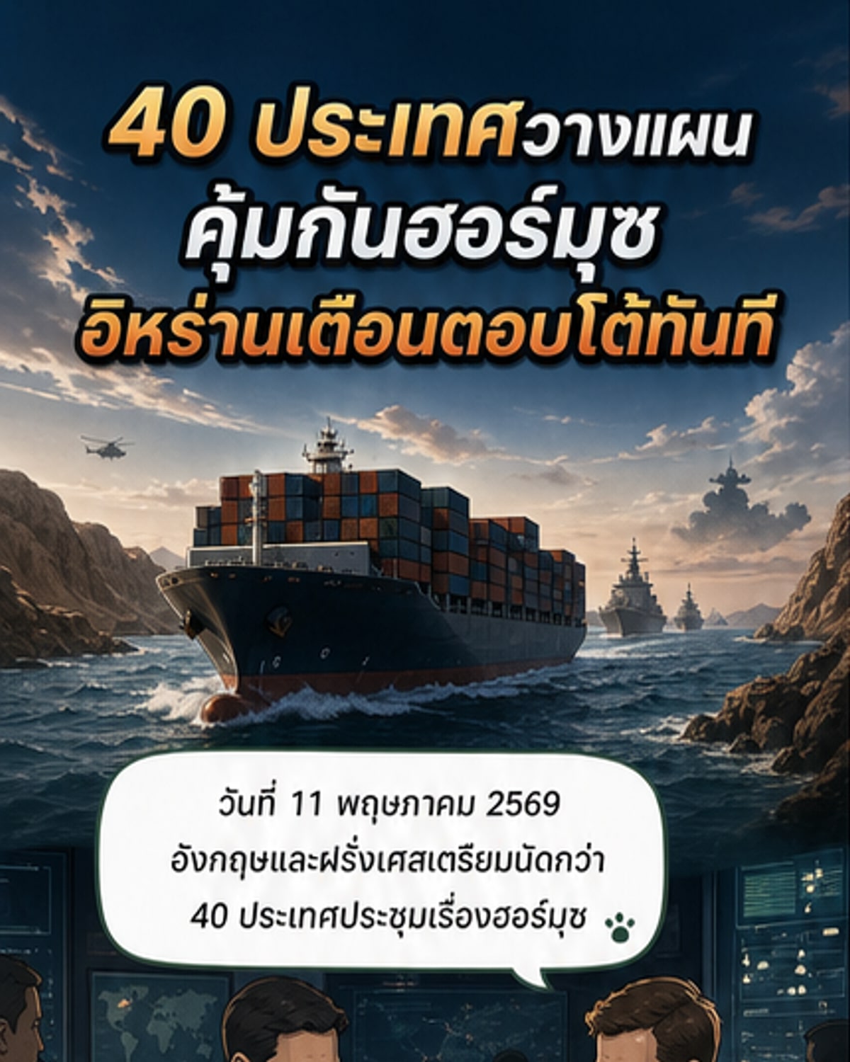 อังกฤษ-ฝรั่งเศส รวม 40 ชาติ วางแผนคุ้มกันเรือฮอร์มุซ
