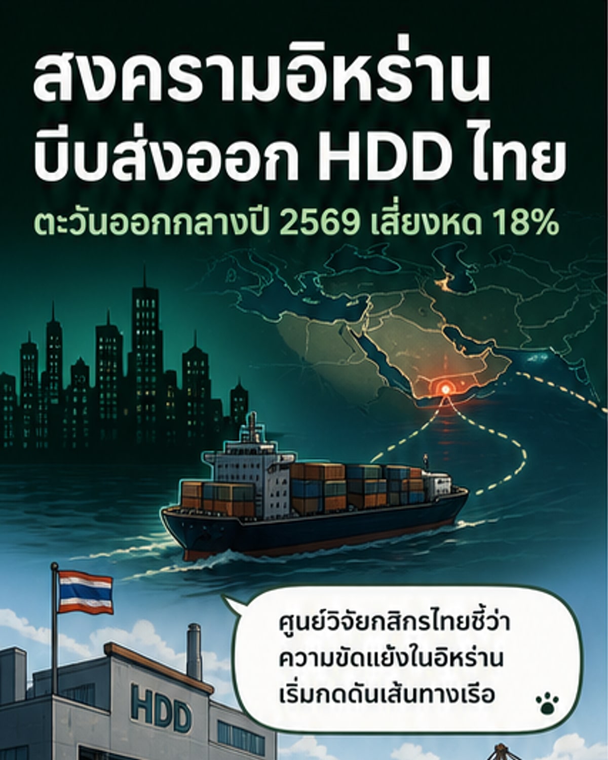 สงครามอิหร่านกระทบส่งออกฮาร์ดดิสก์ไทย