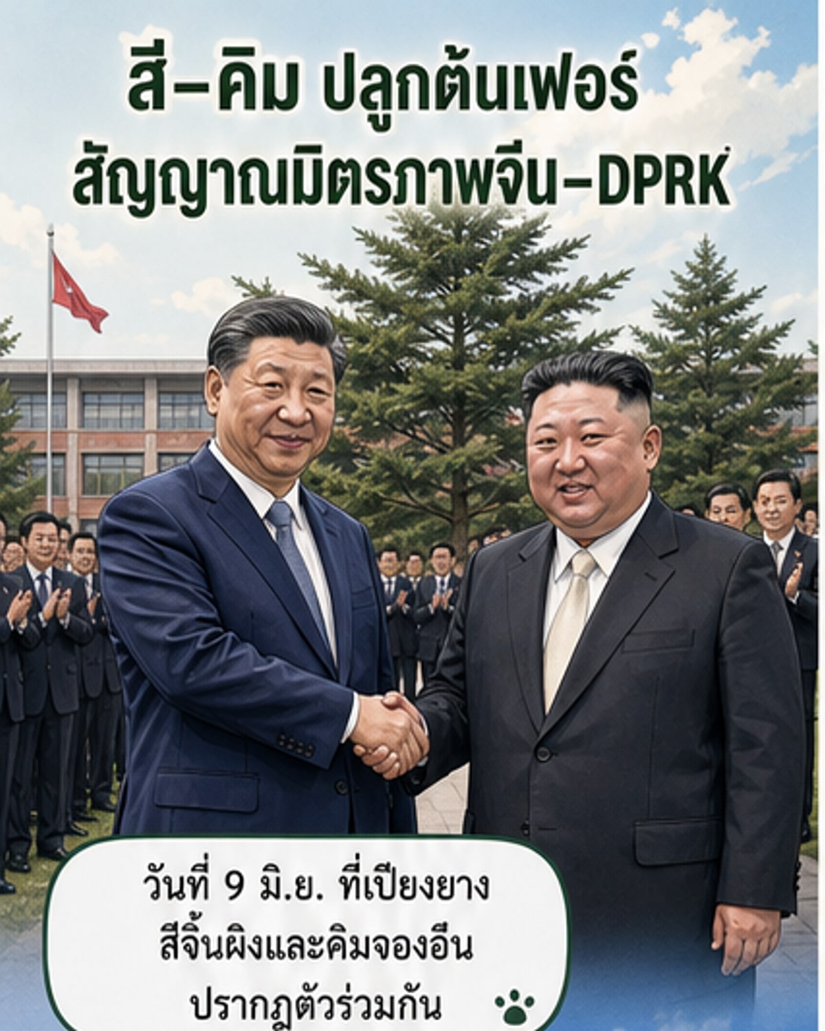 สีจิ้นผิง-คิมจองอึน ร่วมกันปลูกต้นไม้สัญลักษณ์มิตรภาพ