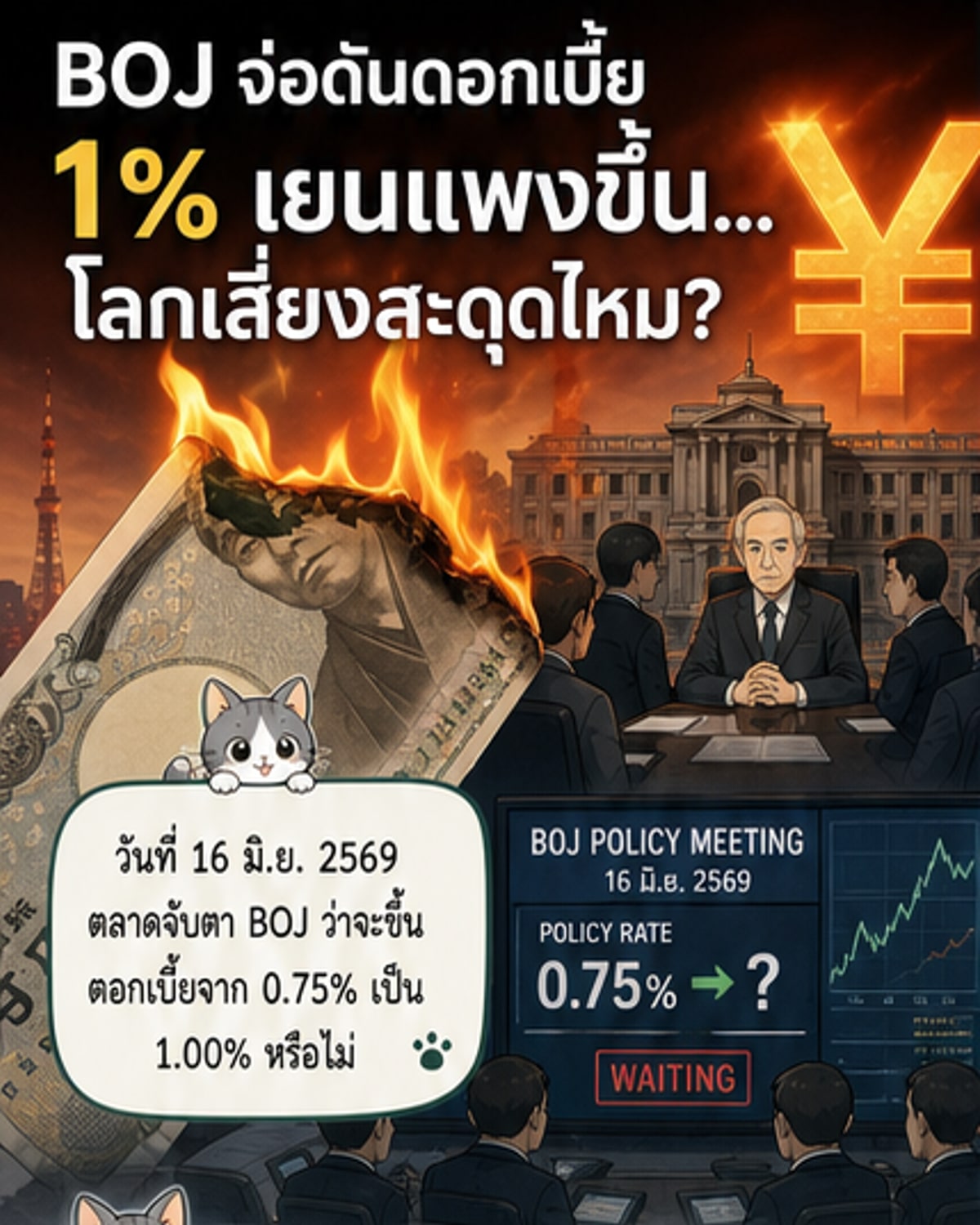 BOJ จ่อขึ้นดอกเบี้ย 1% สูงสุดใน 31 ปี