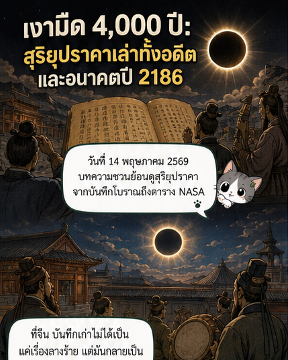 สุริยุปราคาผ่านมุมมองอารยธรรมโบราณถึงปี 2186