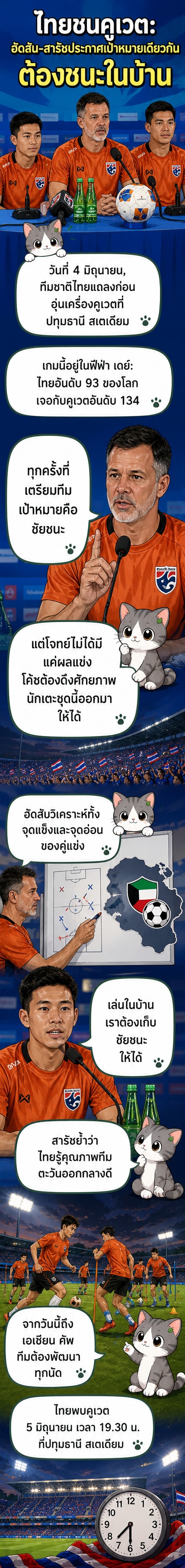 โค้ชฮัดสันและสารัช อยู่เย็น ยืนแถลงข่าวก่อนเกมอุ่นเครื่องทีมชาติไทยพบคูเวต ที่ปทุมธานี สเตเดียม
