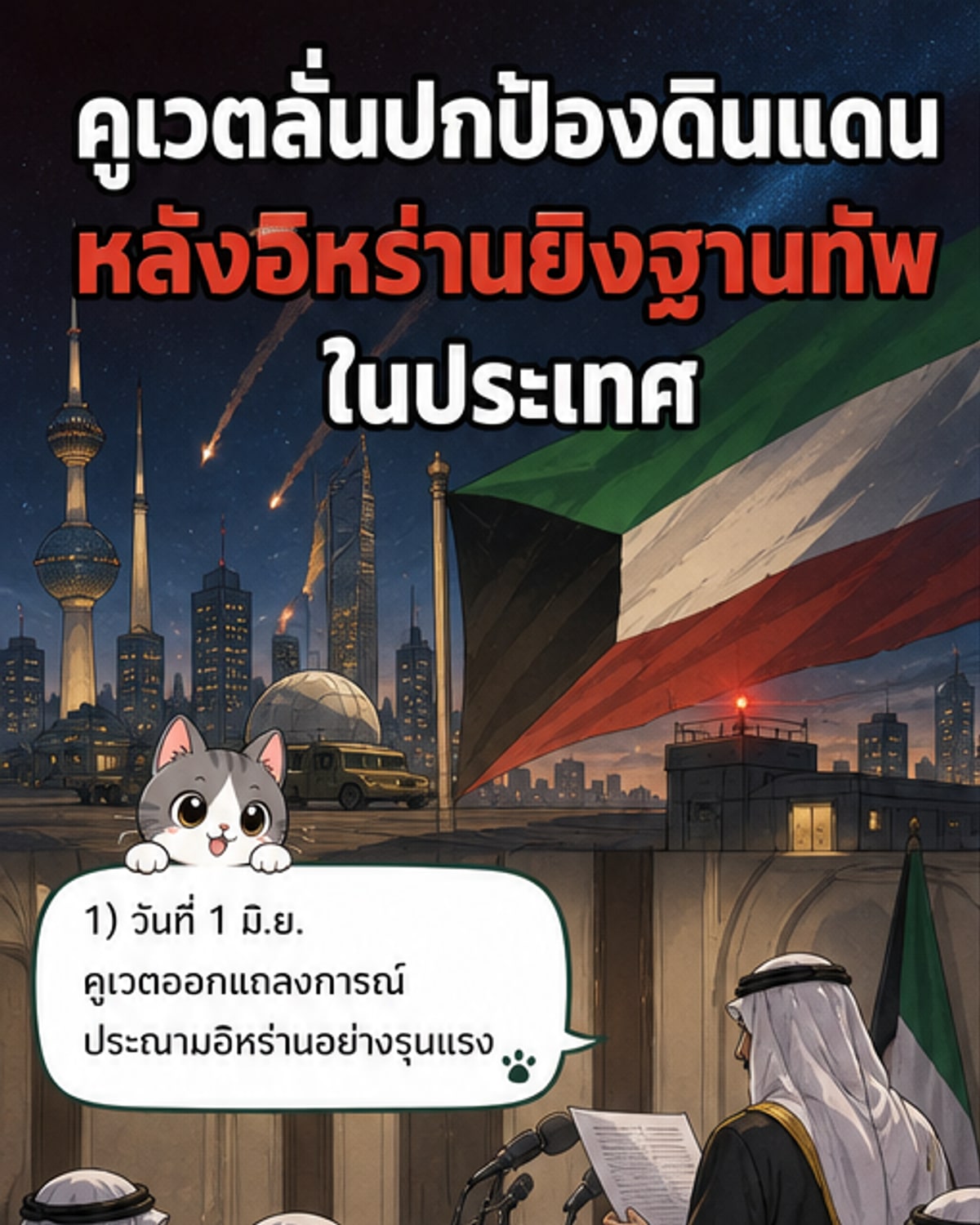 คูเวตประณามอิหร่านหลังโจมตีด้วยขีปนาวุธ