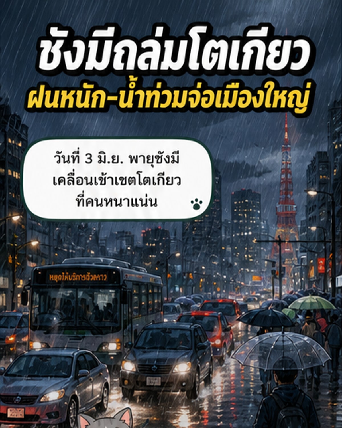 พายุชังมีถล่มโตเกียว ฝนหนัก-น้ำท่วมเสี่ยงสูง