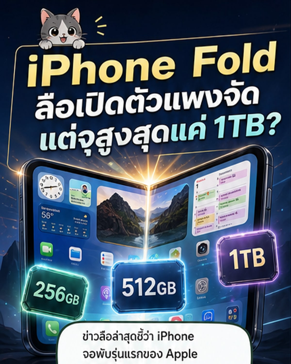 iPhone จอพับรุ่นแรกอาจมีความจุสูงสุด 1TB
