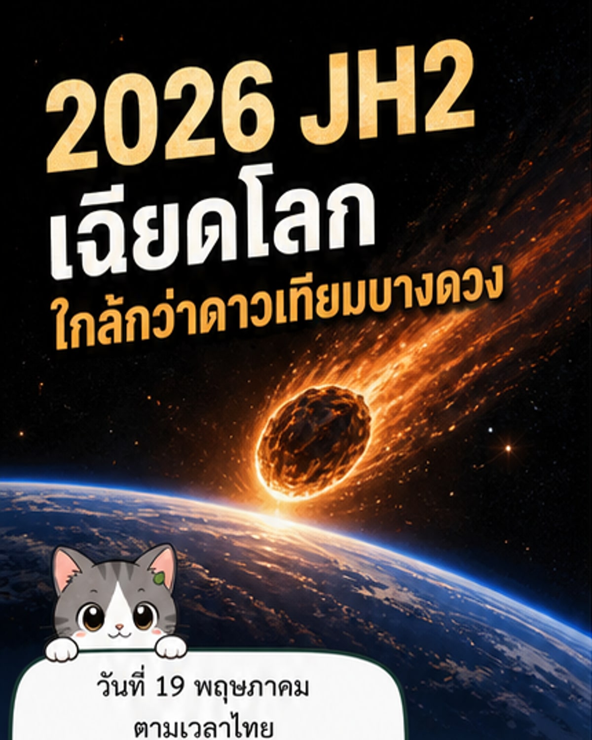 ดาวเคราะห์น้อยขนาดวาฬสีน้ำเงิน เฉียดโลก