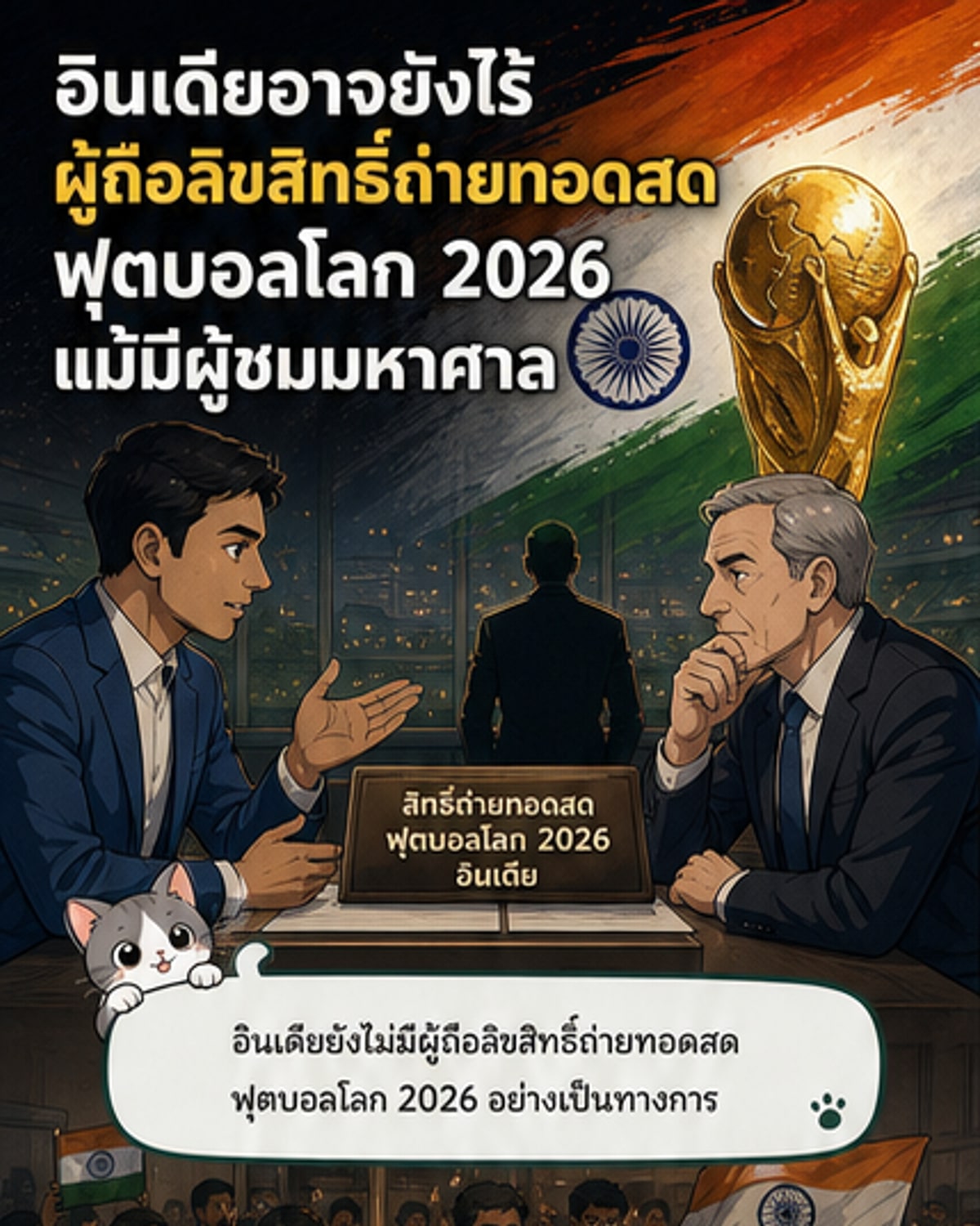 อินเดียยังไม่ซื้อลิขสิทธิ์บอลโลก 2026