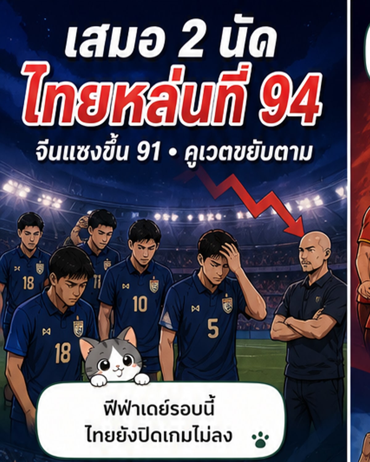 ทีมชาติไทยร่วงอันดับโลกเป็นที่ 94