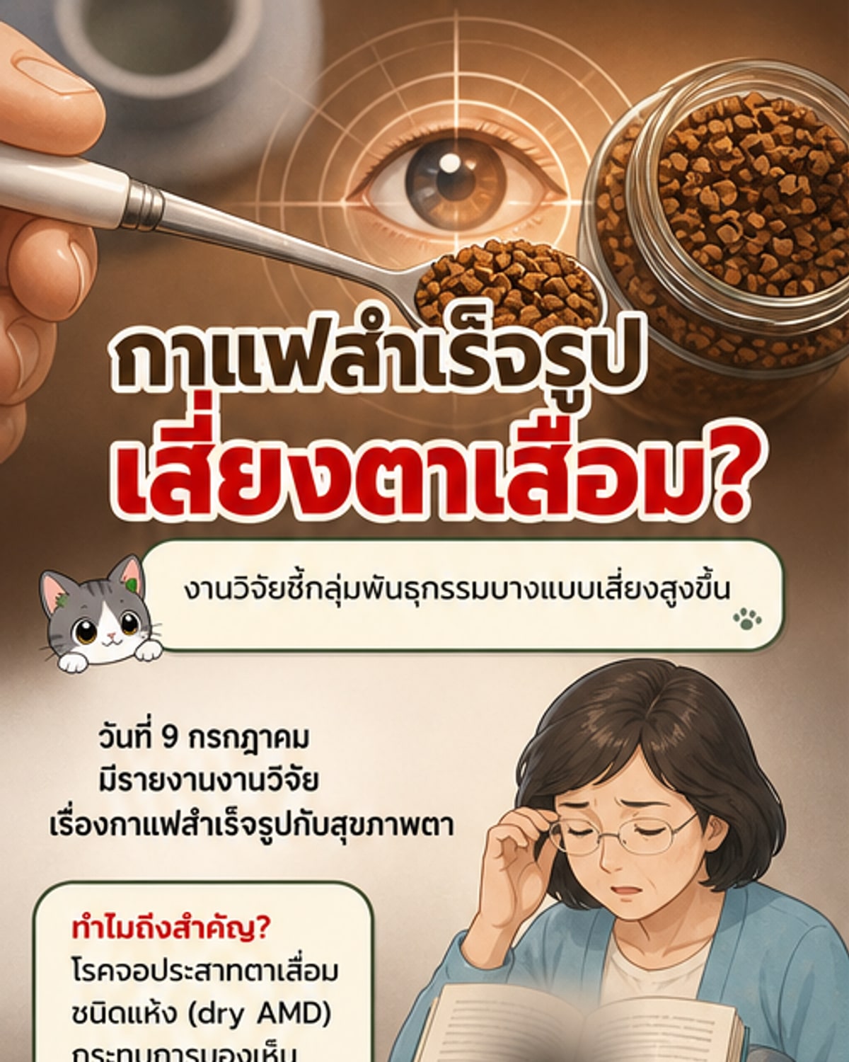 ดื่มกาแฟสำเร็จรูป เสี่ยงตาบอดถาวรพุ่ง 700%
