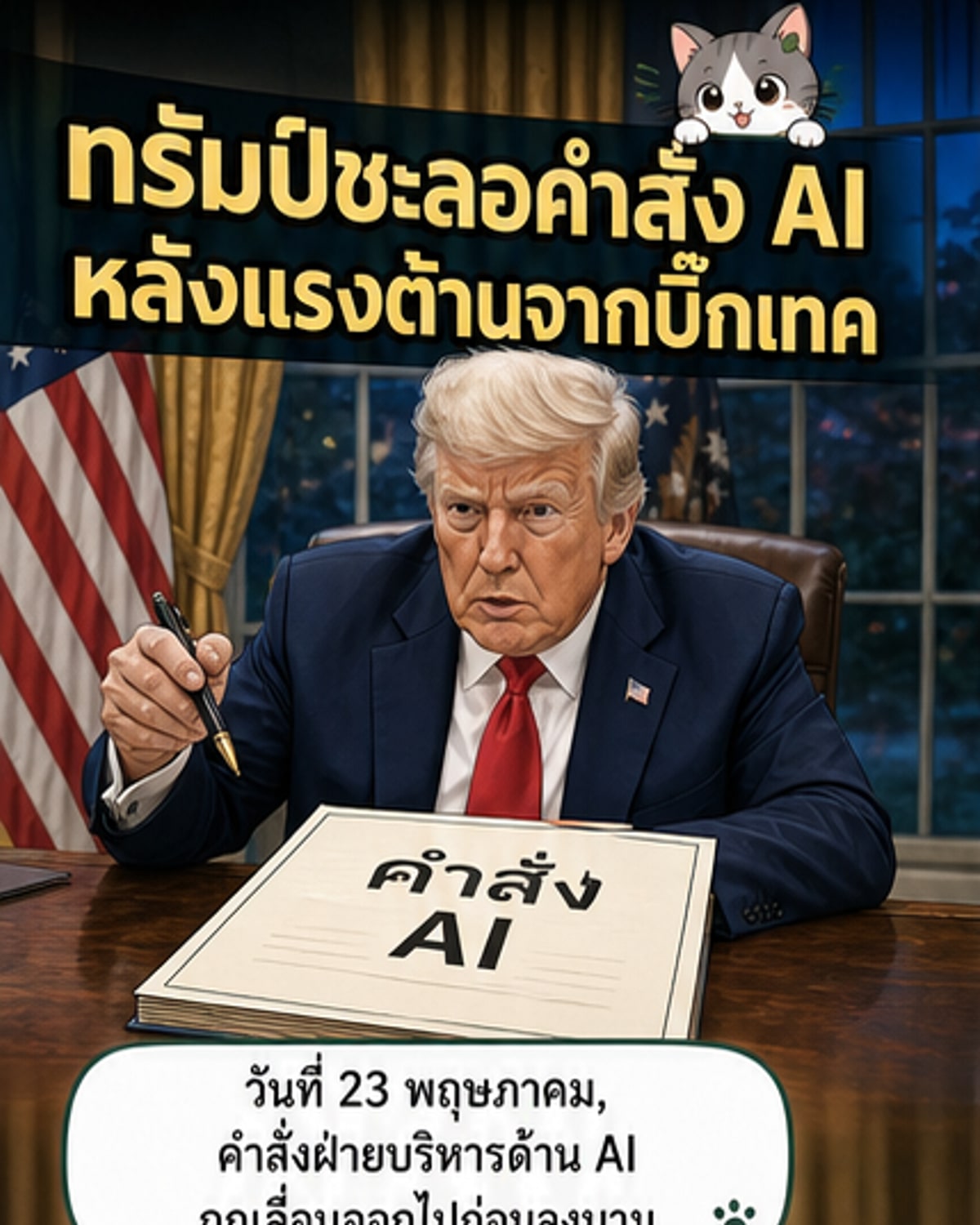 ทรัมป์เลื่อนลงนามคำสั่งควบคุม AI