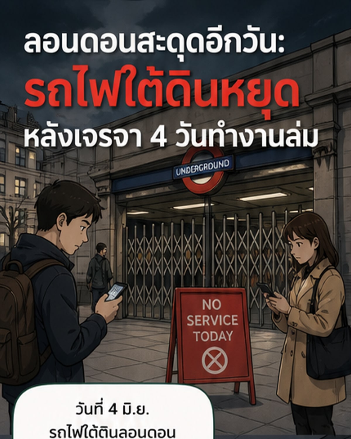 รถไฟใต้ดินลอนดอนหยุดเดินรถทั่วเมือง