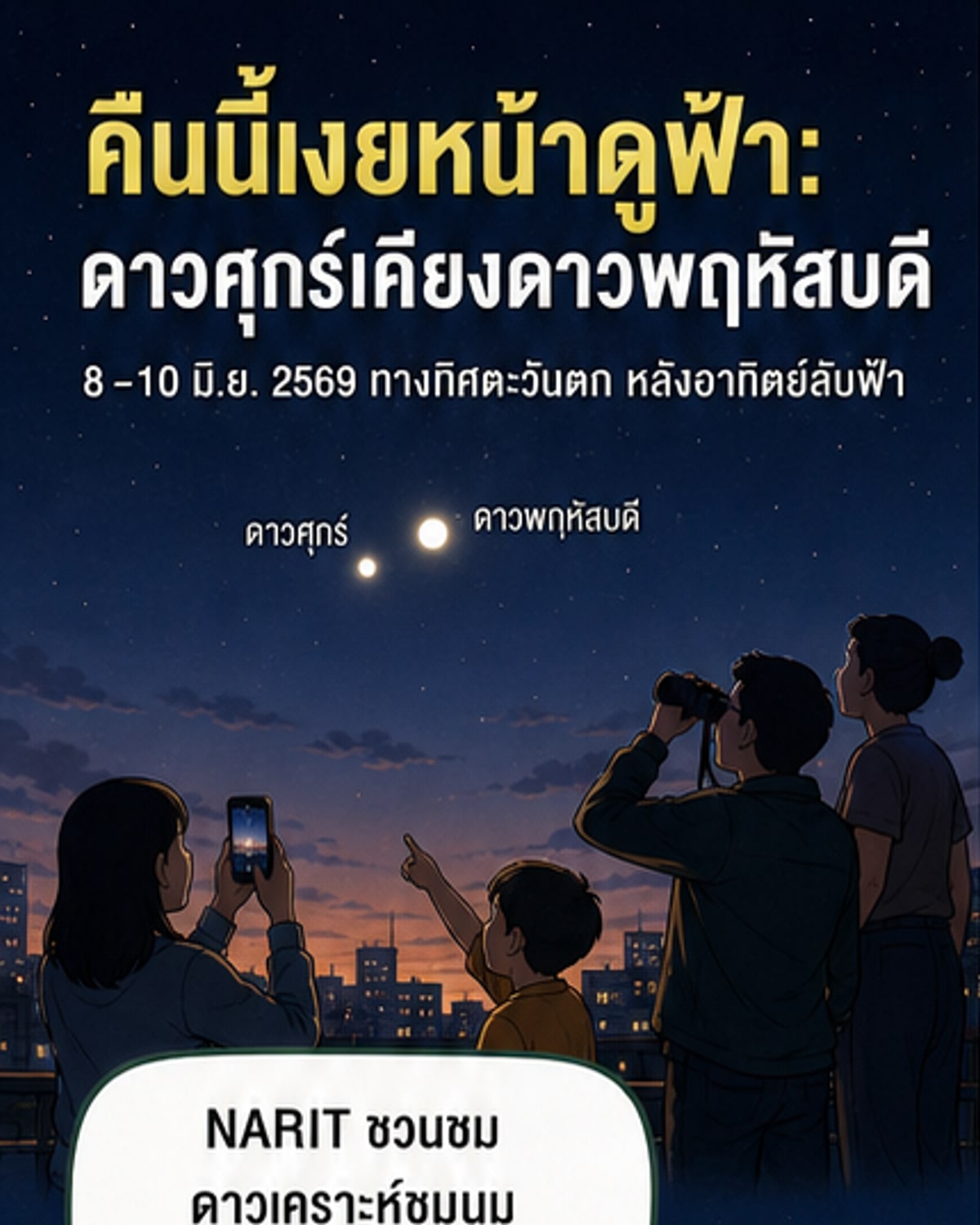 ดาวศุกร์-พฤหัสฯ ใกล้กันที่สุด 1.6 องศา
