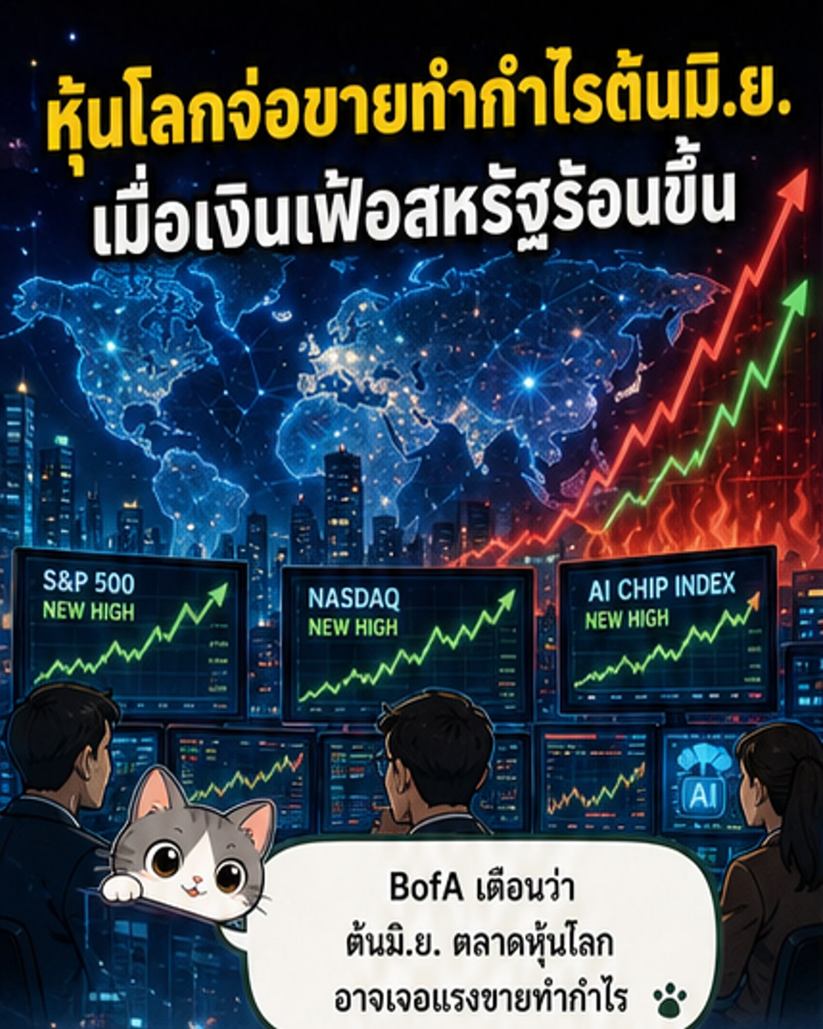BofA ชี้หุ้นโลกเสี่ยงขายทำกำไรต้นมิ.ย.