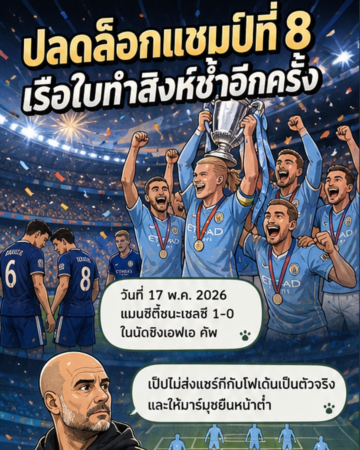 เรือใบปลดล็อก! ซิวแชมป์เอฟเอ คัพ สมัยที่ 8