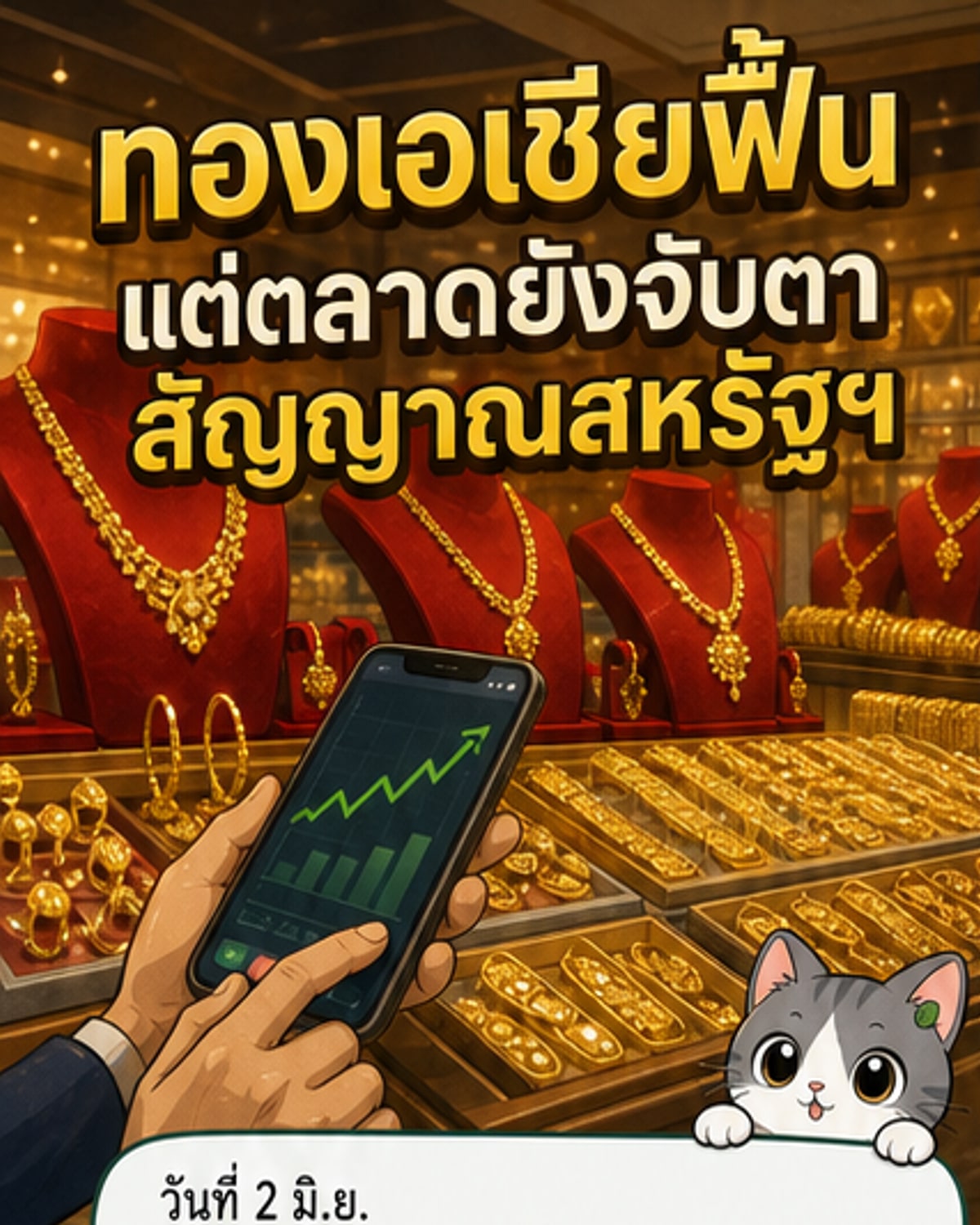 ทองคำเอเชียฟื้นตัวจากผลตอบแทนพันธบัตรร่วง