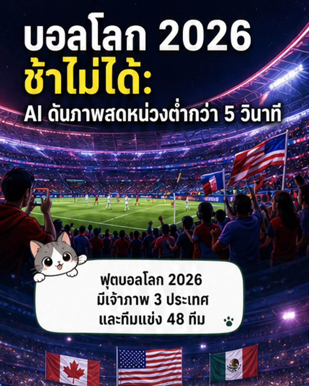ฟุตบอลโลก 2026 ใช้ AI ลดความหน่วงถ่ายทอดสด