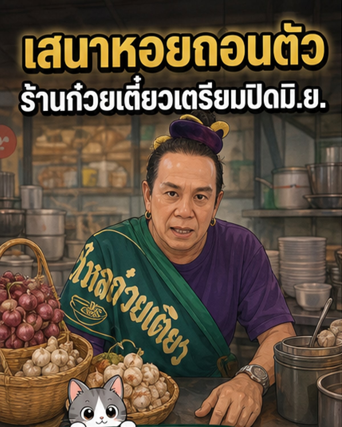 เสนาหอย ปิดร้านก๋วยเตี๋ยว ยุติบทบาททั้งหมด