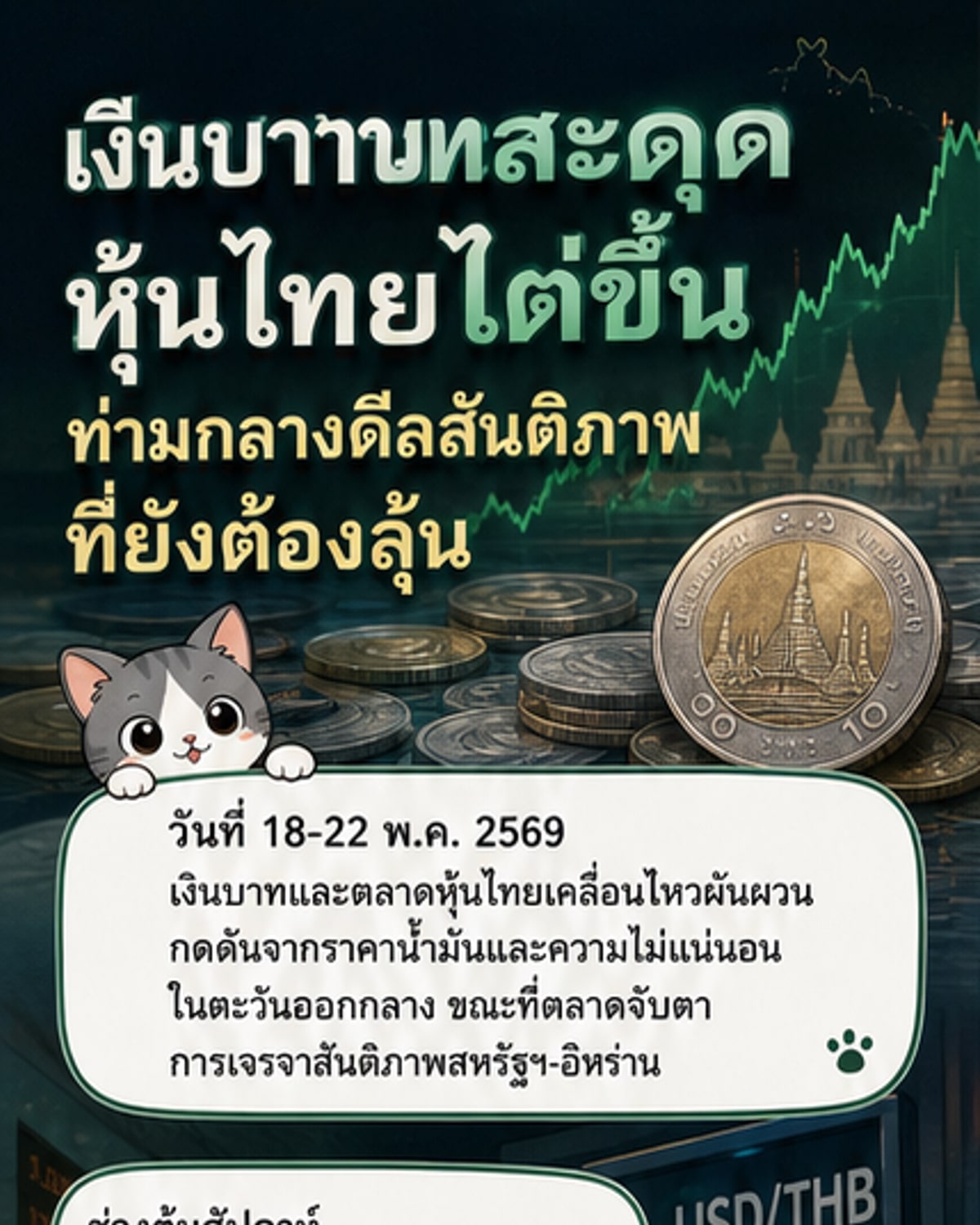 บาทอ่อนค่า หุ้นไทยฟื้นตัวกลางสัปดาห์
