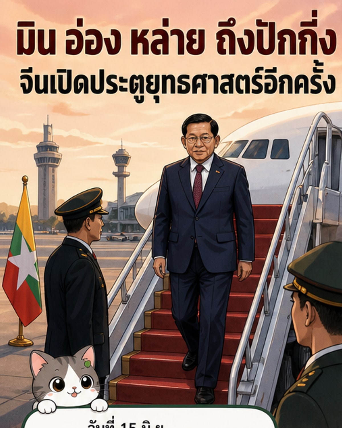 ผู้นำเมียนมาเดินทางเยือนจีนอย่างเป็นทางการเพื่อหารือความร่วมมือด้านยุทธศาสตร์และความมั่นคงชายแดน