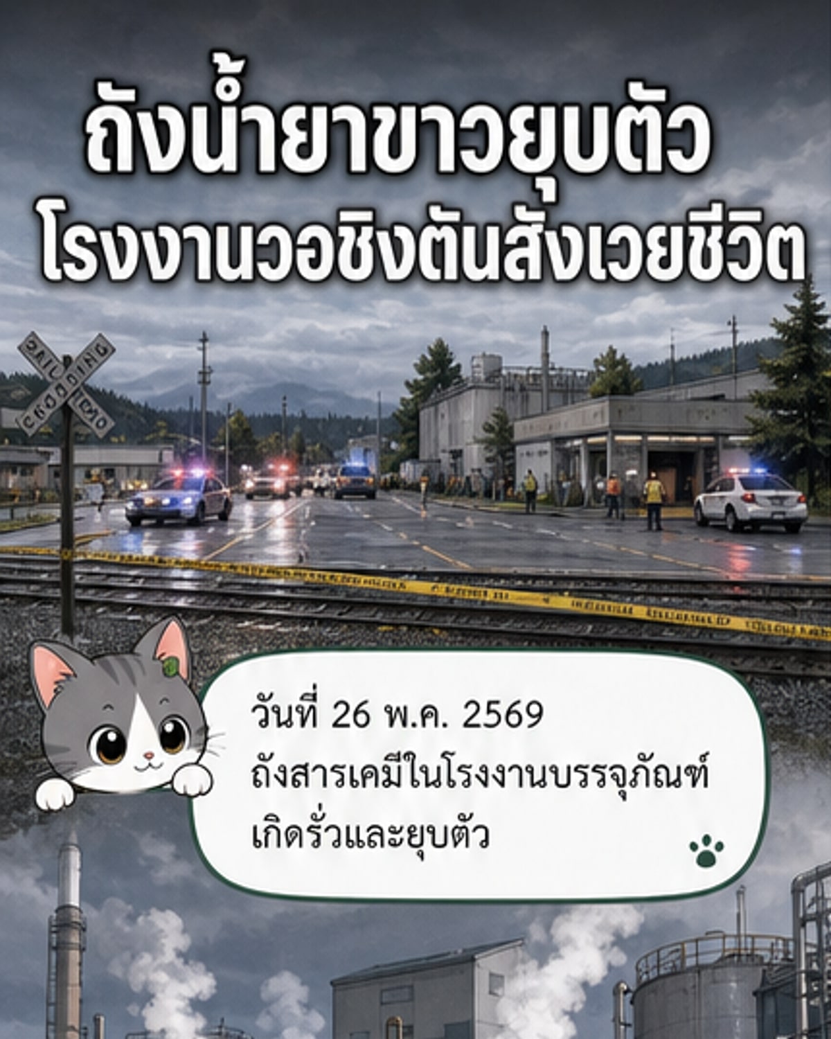 ถังสารเคมียุบตัวในโรงงานวอชิงตัน