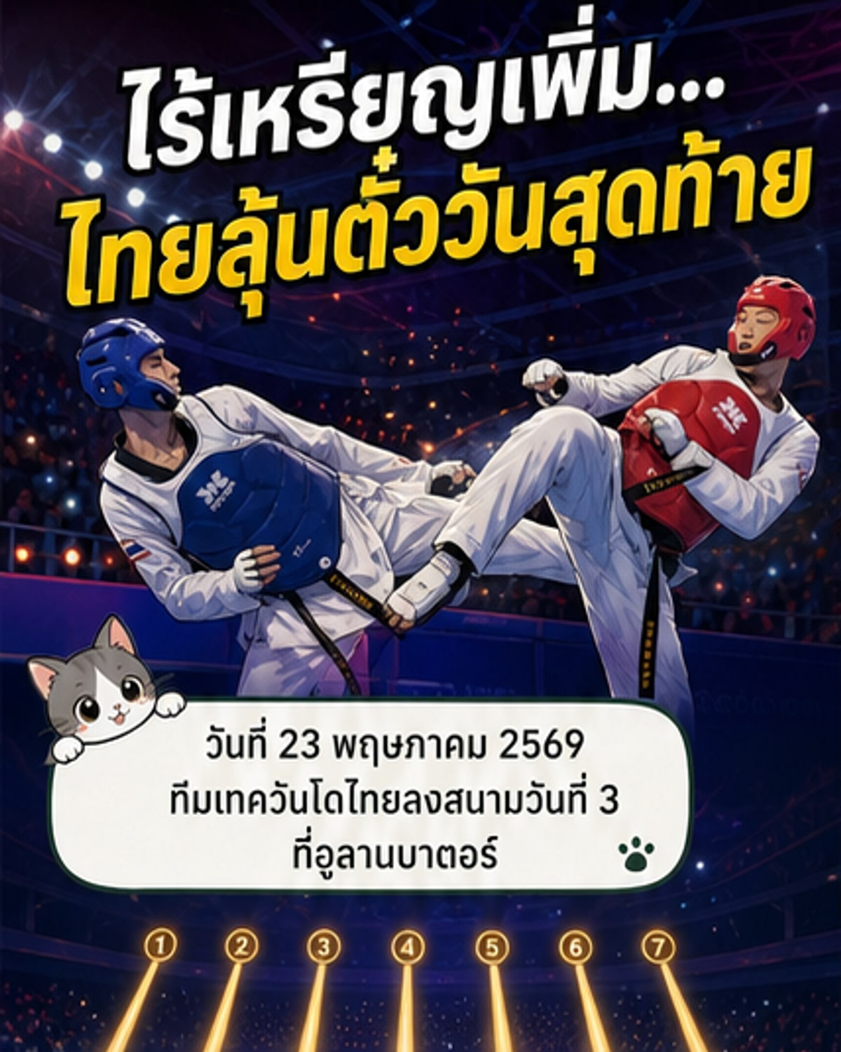 นักเทควันโดไทยชวดเหรียญเพิ่มวันที่ 3