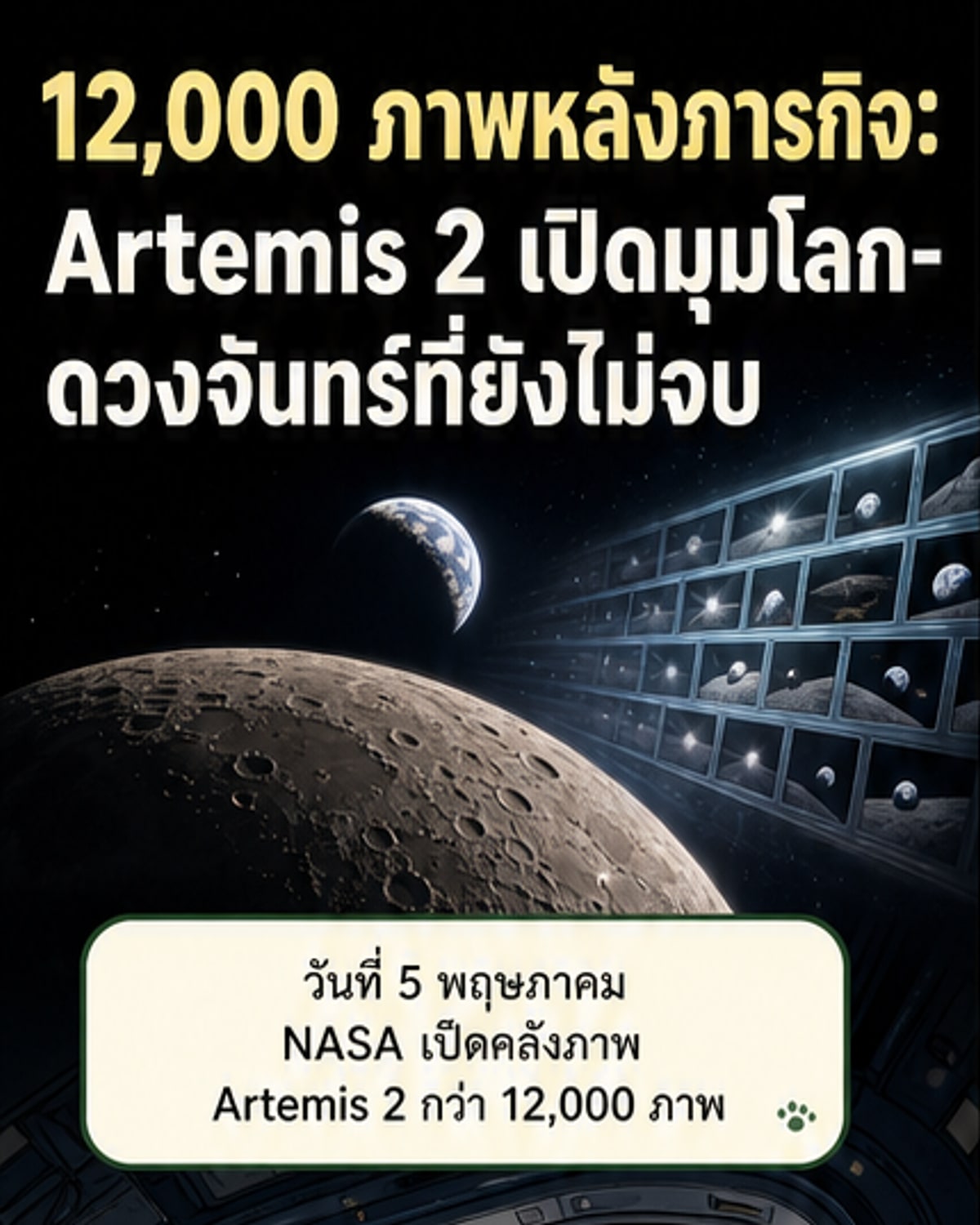 นาซ่าเปิดคลังภาพอาร์เทมิส 2 กว่า 12,000 ภาพ