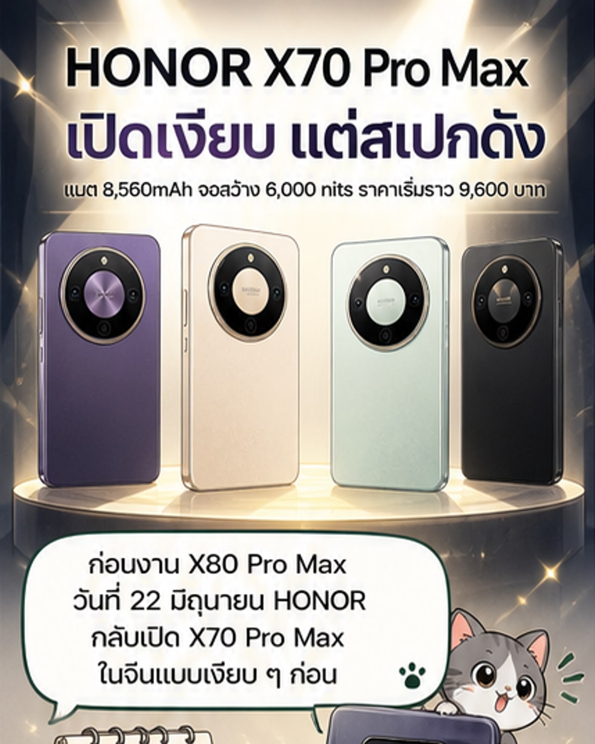 เปิดตัว HONOR X70 Pro Max แบต 8,560mAh