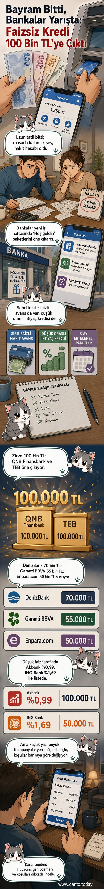 Türkiye'deki bankaların Kurban Bayramı sonrası sunduğu faizsiz ve düşük faizli kredi paketlerinin karşılaştırması