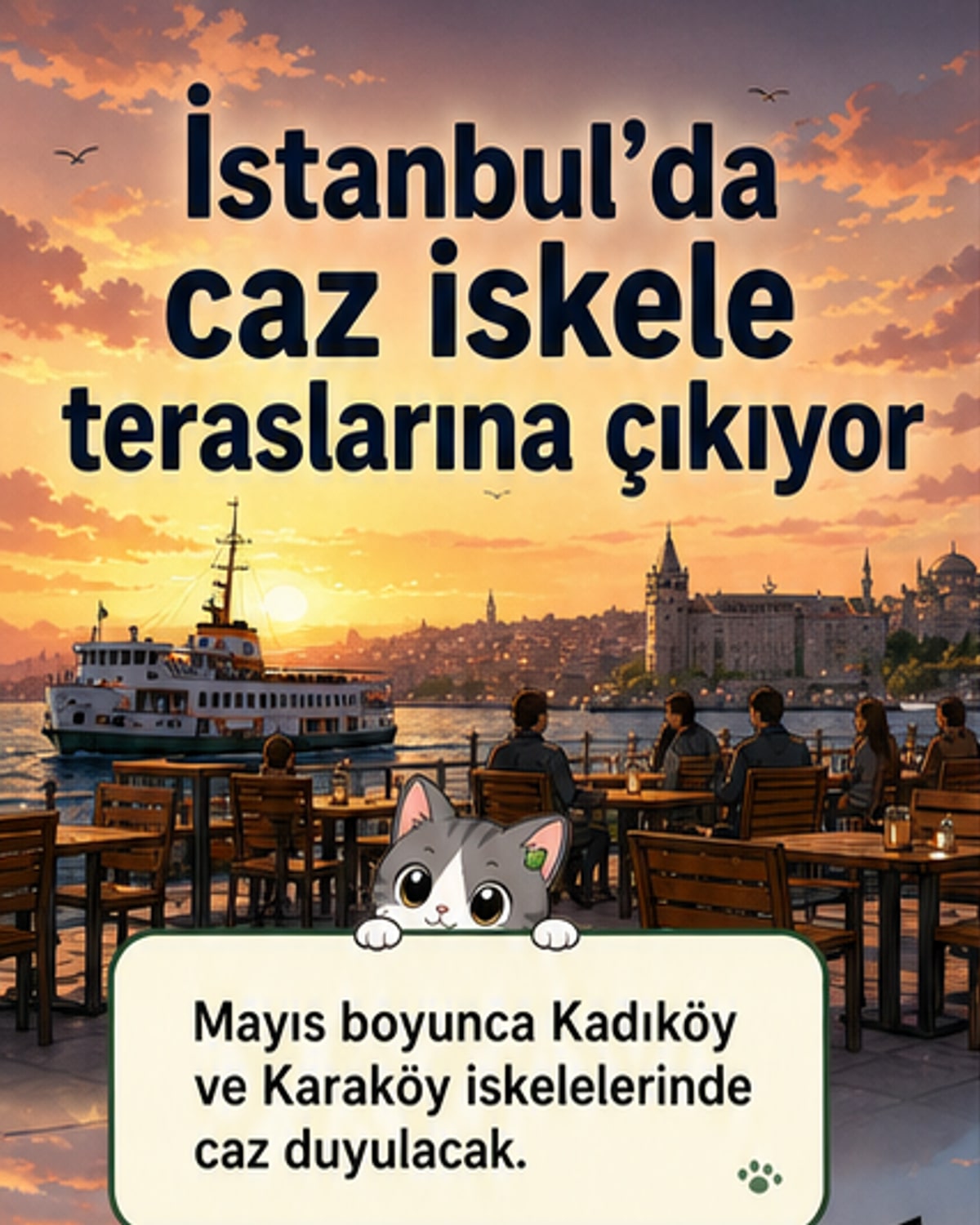 İskelelerde cazla gün batımı