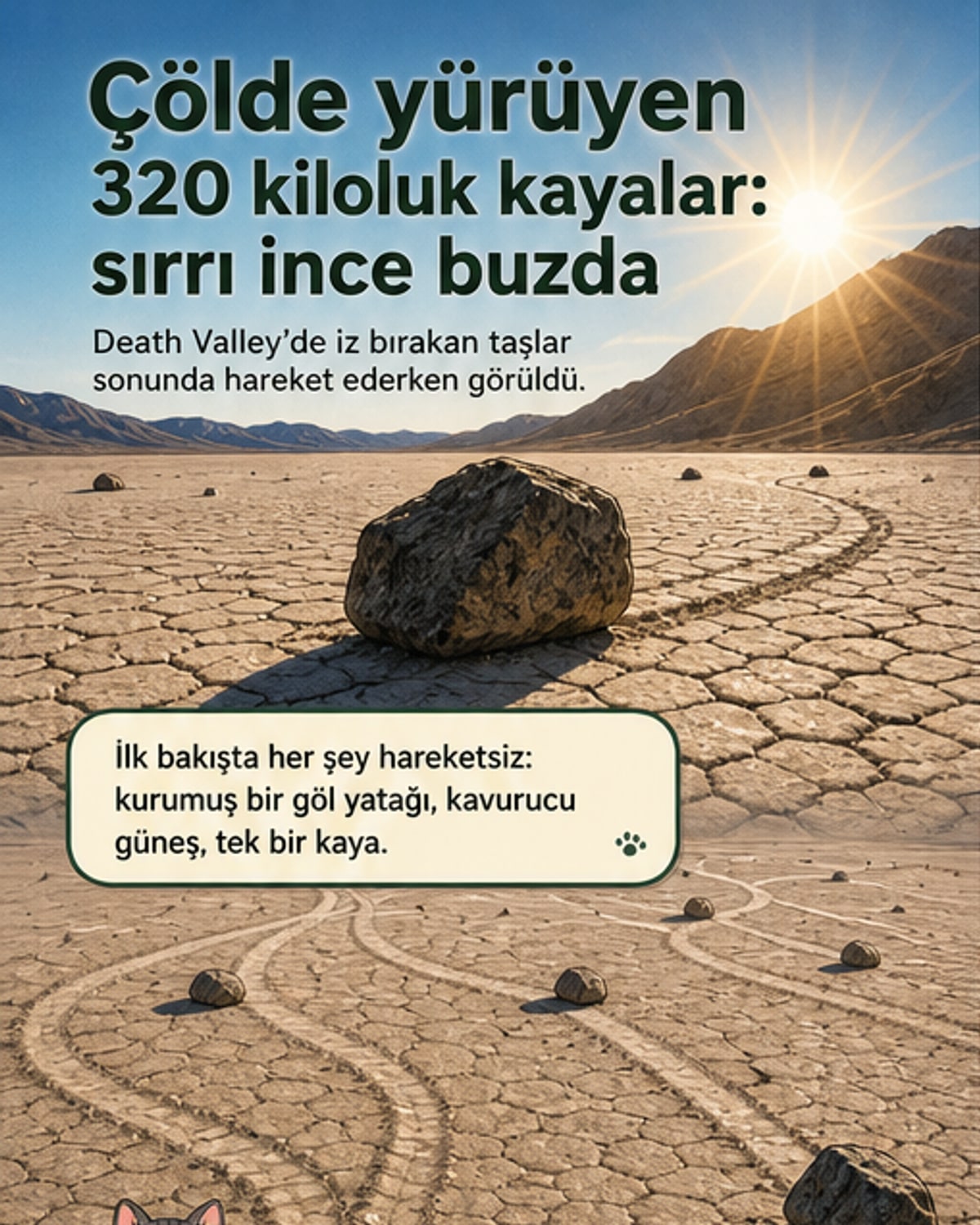 320 kiloluk kayalar kendi kendine yürüyor!