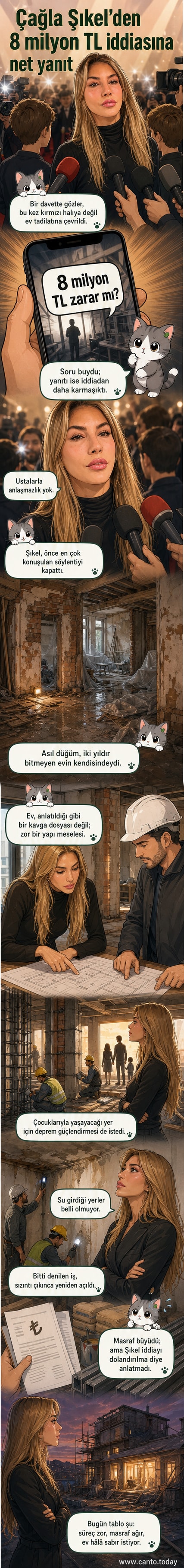 Çağla Şıkel, evinin tadilat süreci hakkında açıklama yapıyor. Yapısal zorluklar ve yüksek maliyetler gündemde.