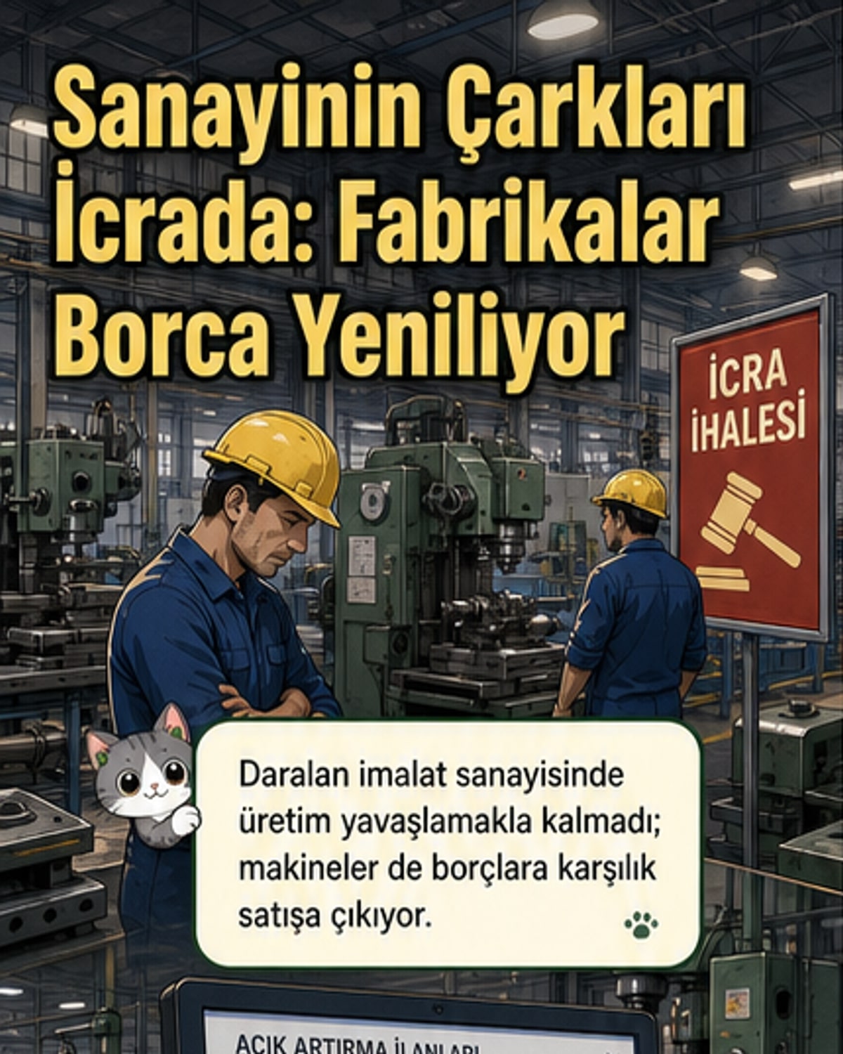 Sanayi makineleri borçlar nedeniyle ihalede