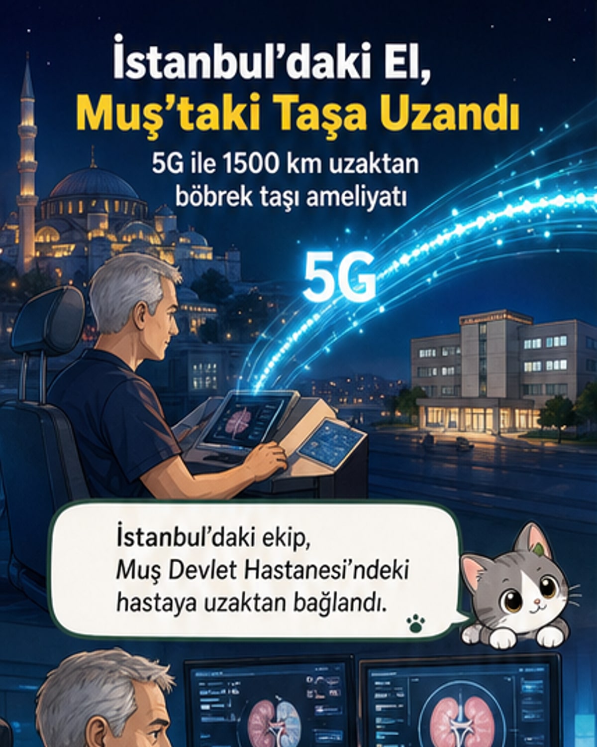 İstanbul’dan 1500 km uzaklıktaki hastaya ameliyat