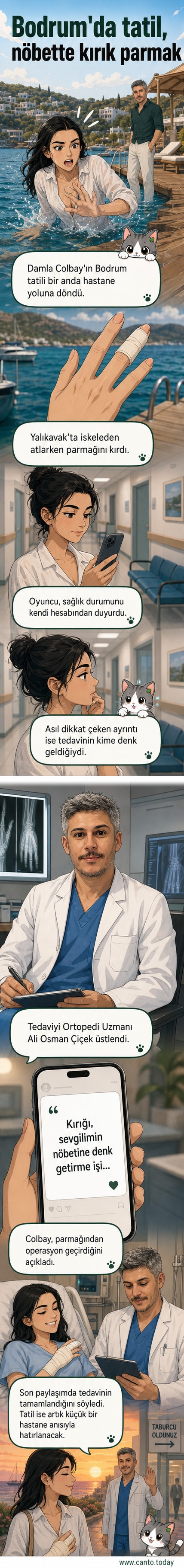 Oyuncu Damla Colbay, Bodrum'da denize girerken yaşadığı kazanın ardından tedavi gördü.