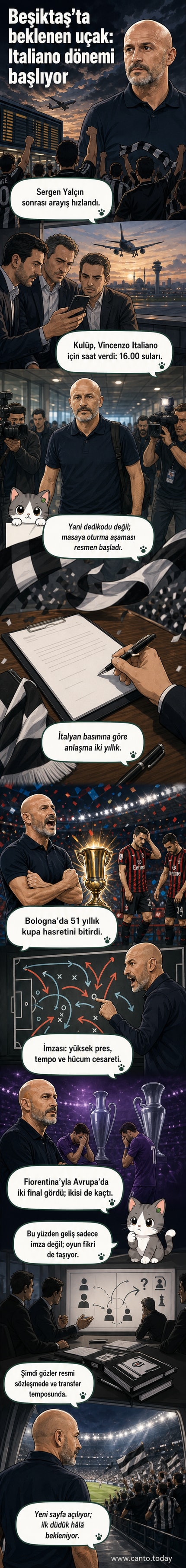 Beşiktaş armalı bir arka plana, ortada Vincenzo Italiano'nun yüzü ve sağ alt köşede 'Yeni Teknik Direktör' yazısı yer alıyor.
