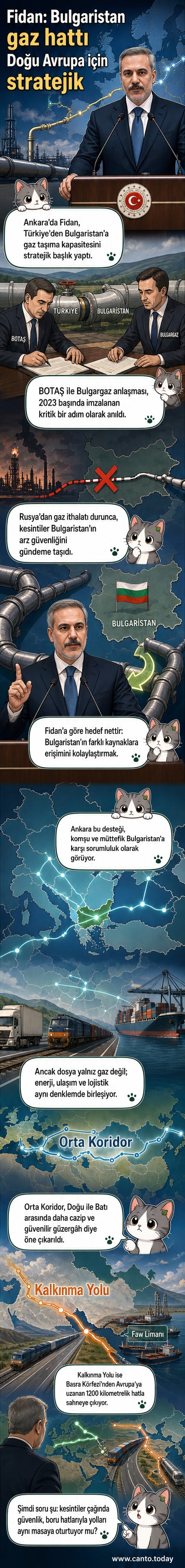 Türkiye ve Bulgaristan bayrakları arasında doğalgaz boru hattı ve enerji sembolleriyle gösterilen enerji iş birliği anlaşması