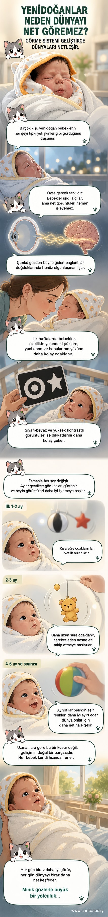 Yeni doğan bir bebeğin bakış açısından, bulanık ve kontrastlı bir anne yüzü; görme gelişiminin ilk aşamasını gösteren görsel.