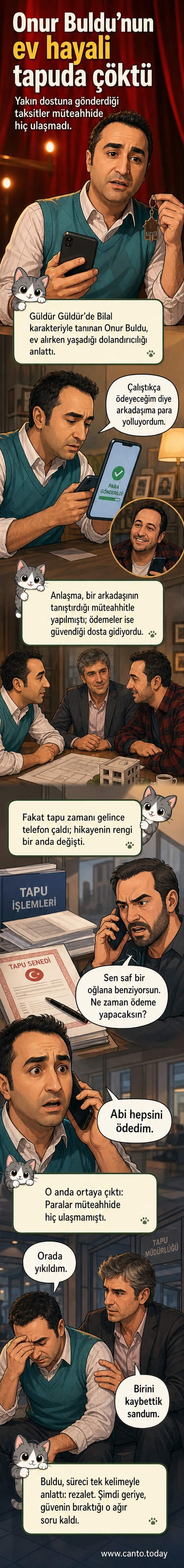 Onur Buldu, ev alırken dolandırıldığını anlatıyor, yanında Uğur Bilgin var.