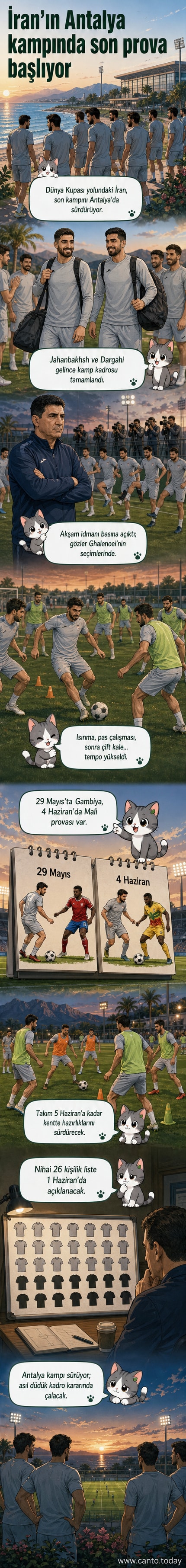 İran Milli Takımı, Antalya'daki bir antrenman sırasında pas çalışması yapıyor, arka planda yeşil saha ve spor kompleksi görünüyor.