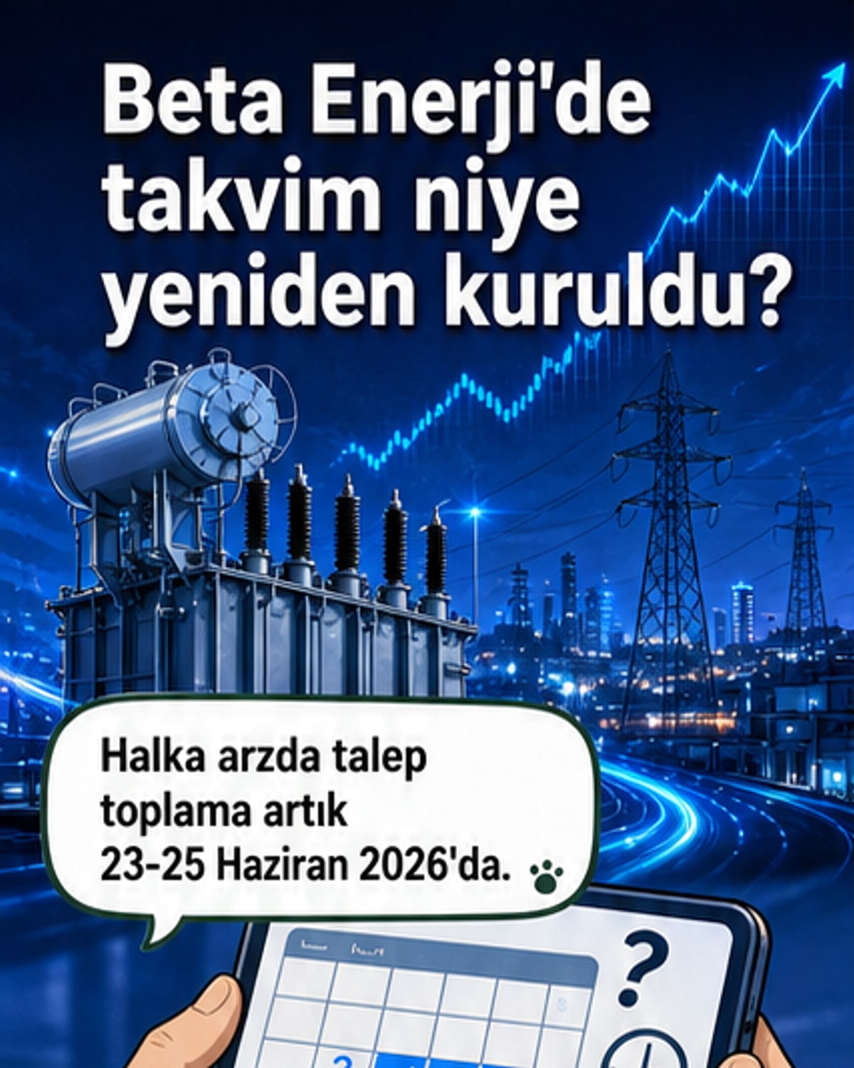 Beta Enerji logosu ve halka arz takvimini gösteren bir akış grafiği