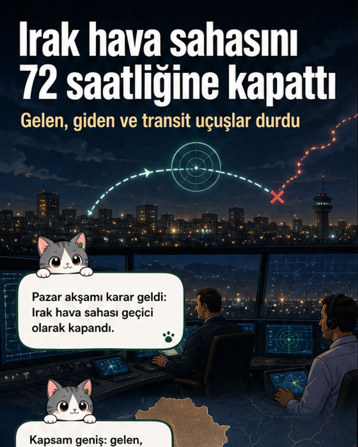 Irak Hava Sahasını 72 Saat Kapatıyor