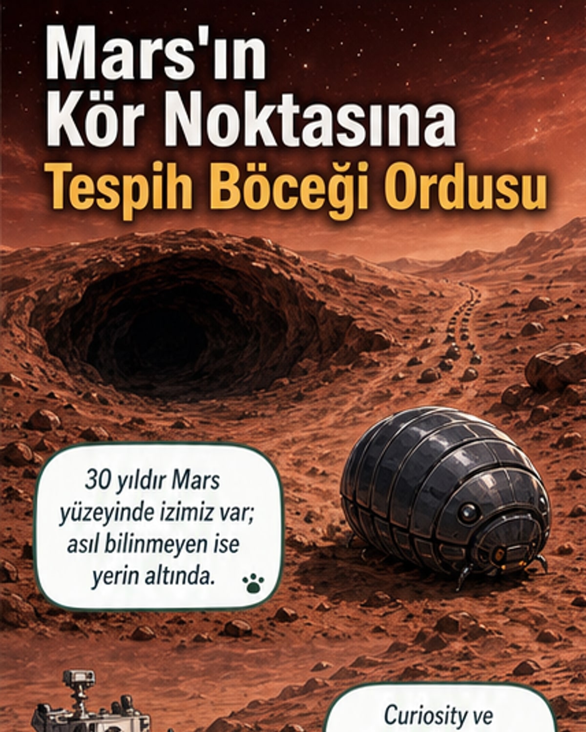 Mars mağaralarına 'tespih böceği' robotları iniyor