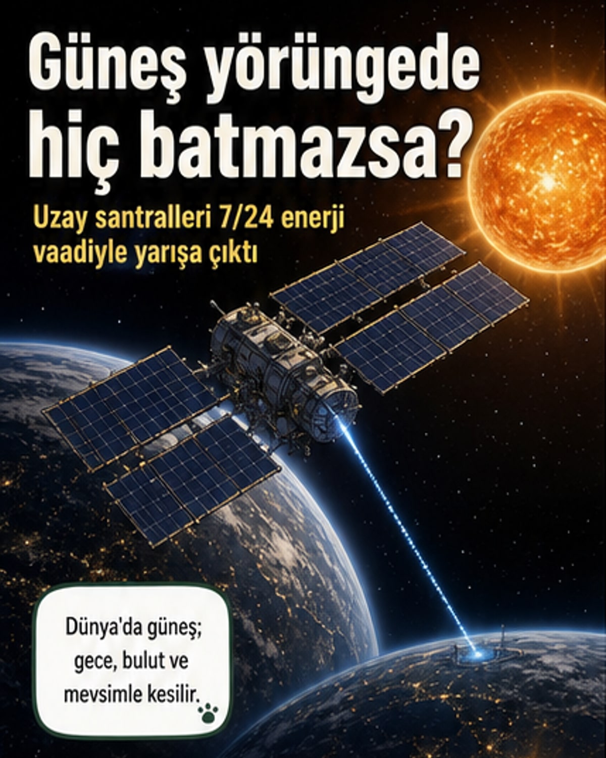Uzaydan 7/24 güneş enerjisi geliyor
