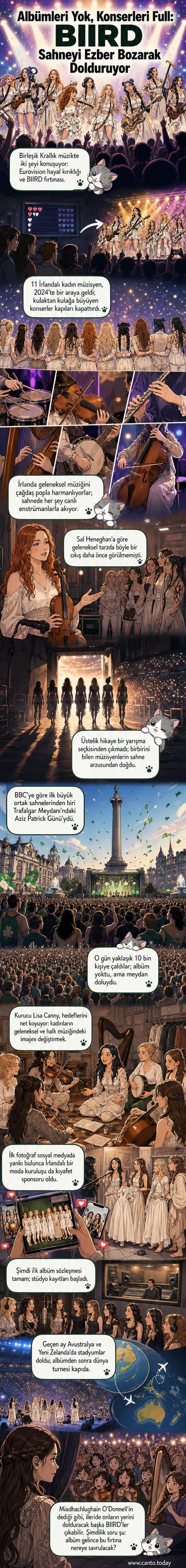 BIIRD grubu sahne performansı sırasında, geleneksel kıyafetler ve canlı enstrümanlar eşliğinde enerjik bir müzik şovu sunuyor.