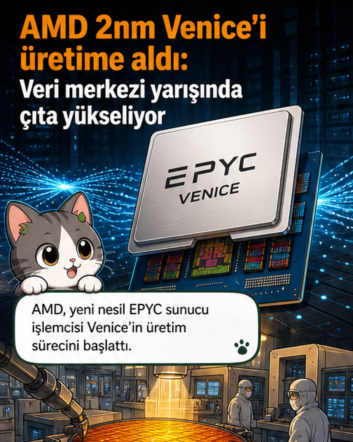 AMD, ilk 2nm sunucu işlemcisi Venice'i üretmeye başladı